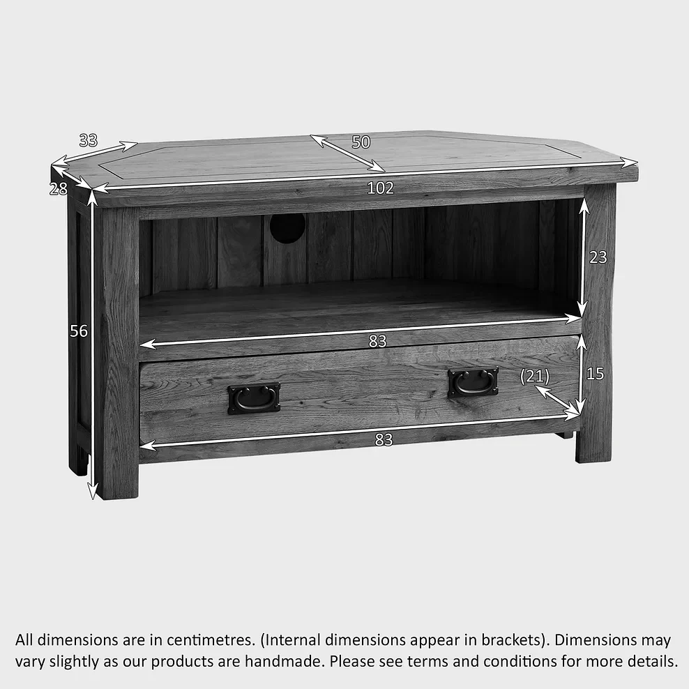 Rustic Country Solid Oak Corner TV Cabinet - Image 5