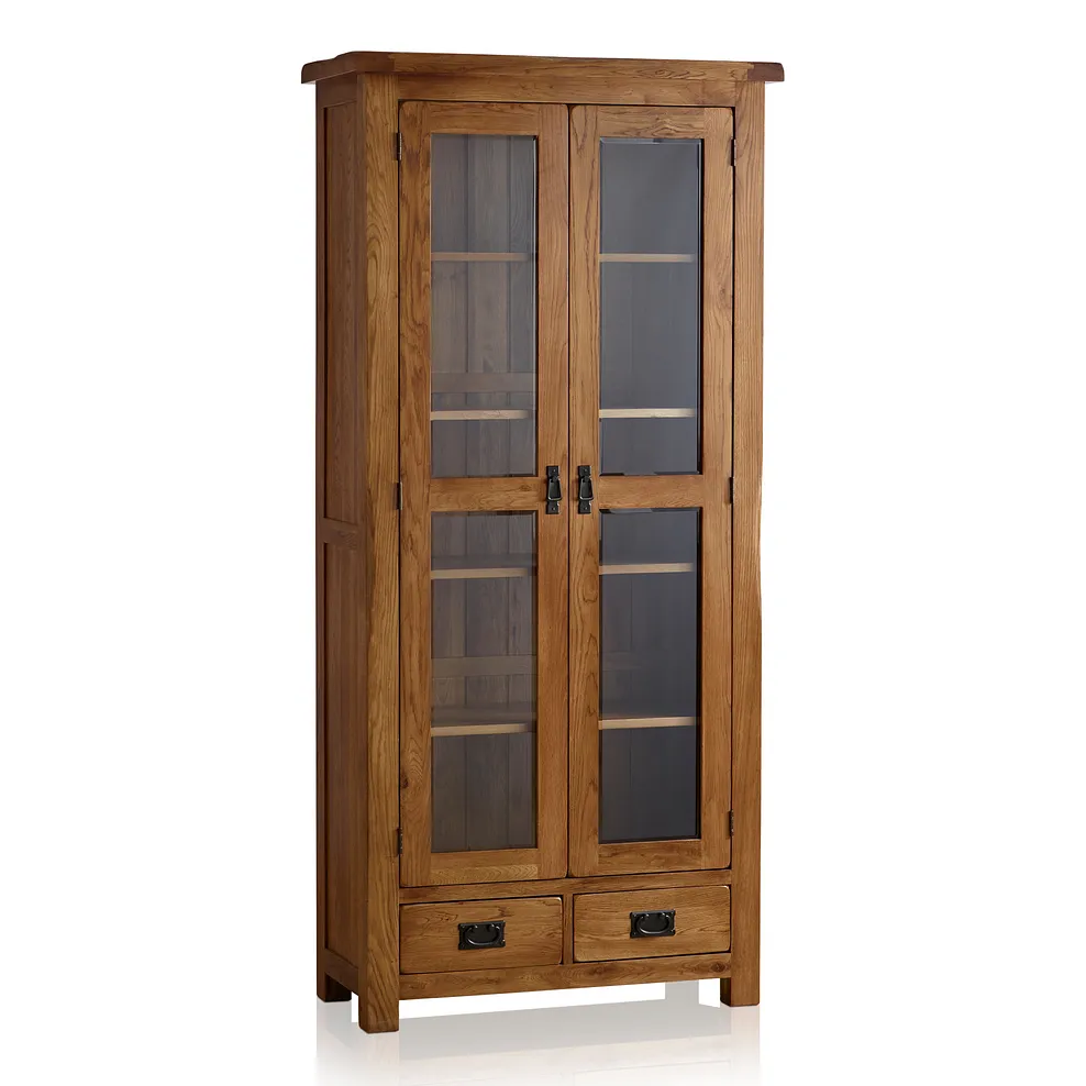Rustic Country Solid Oak Display Cabinet - Image 2