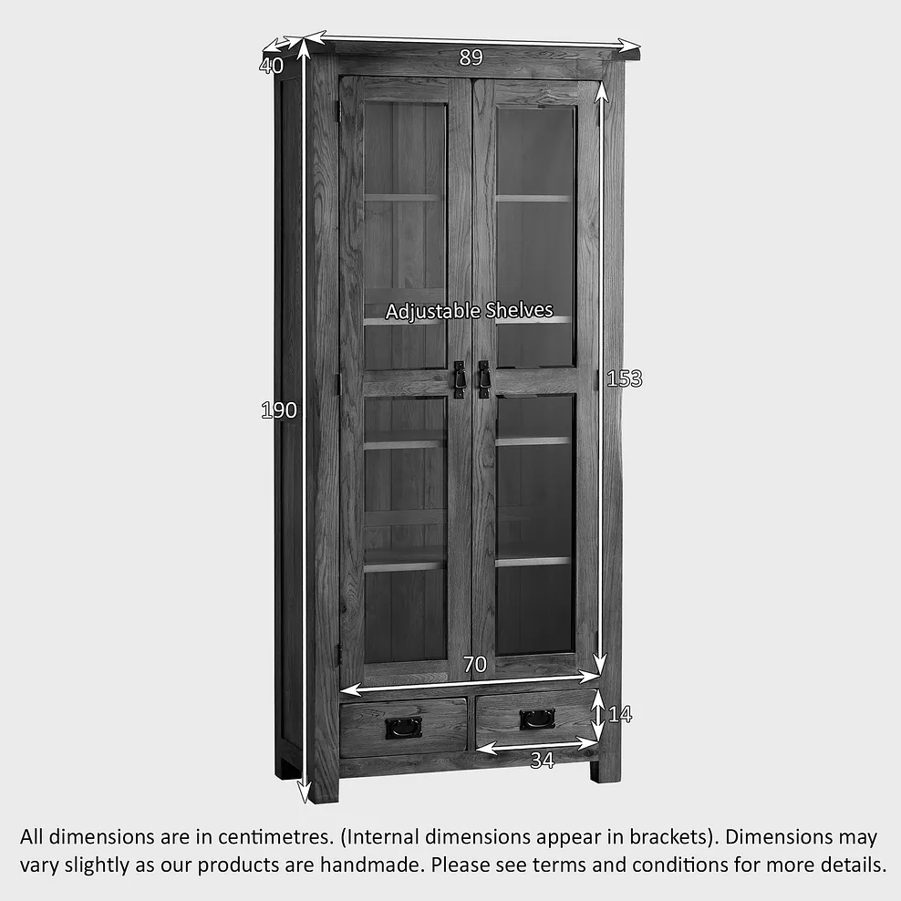 Rustic Country Solid Oak Display Cabinet - Image 5
