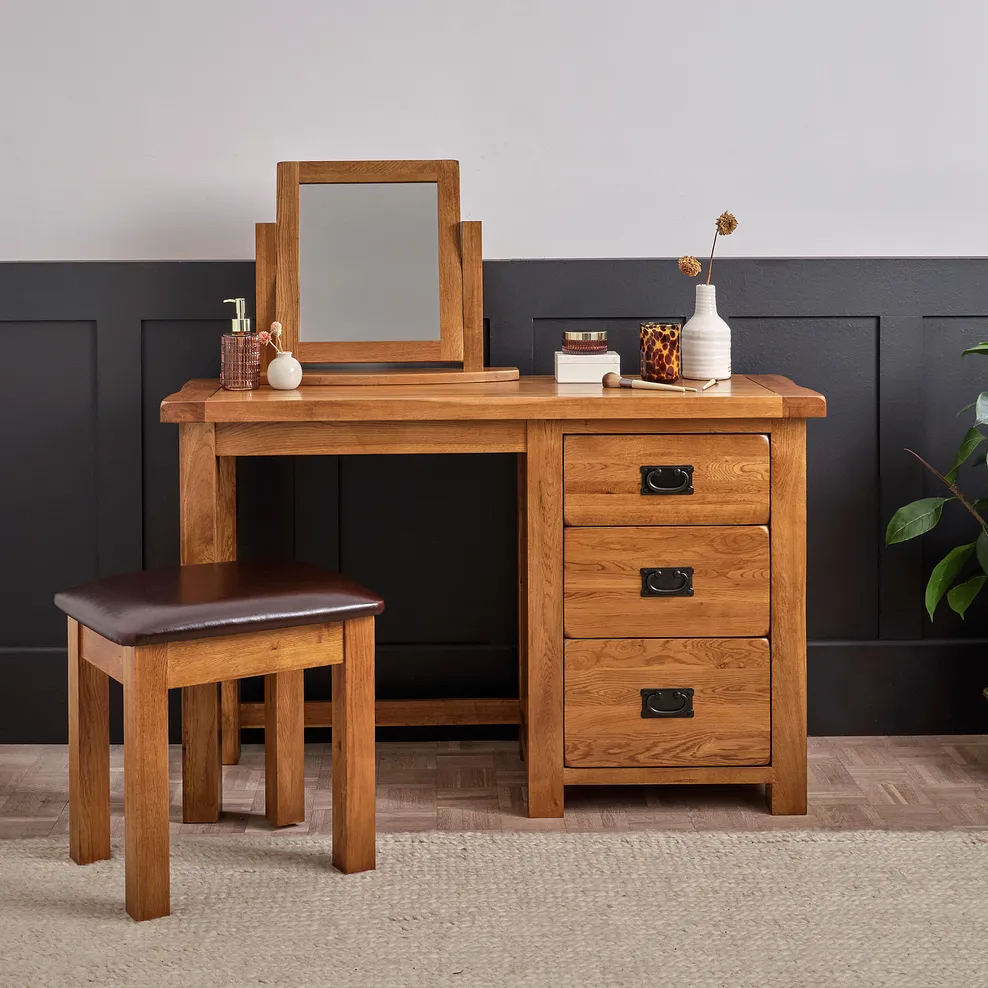 Rustic Country Solid Oak Dressing Table