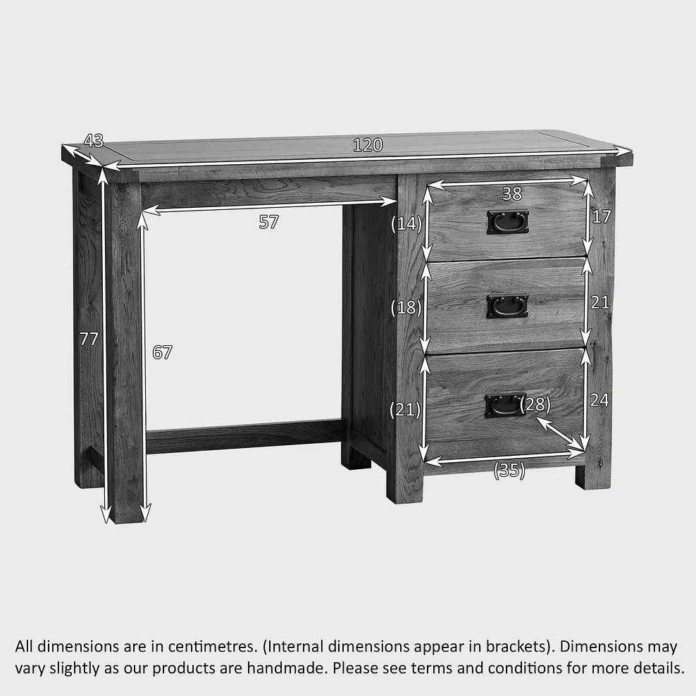 Rustic Country Solid Oak Dressing Table - Image 5