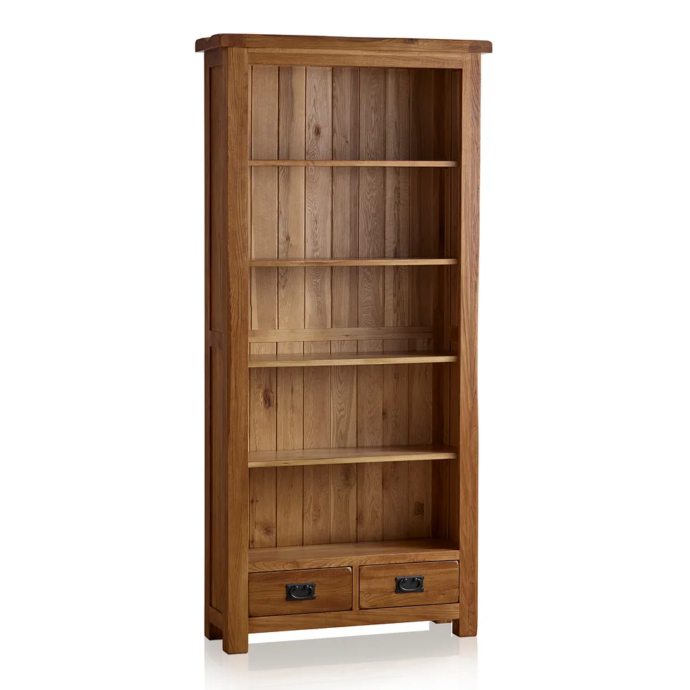 Rustic Country Solid Oak Large Bookcase - Image 2