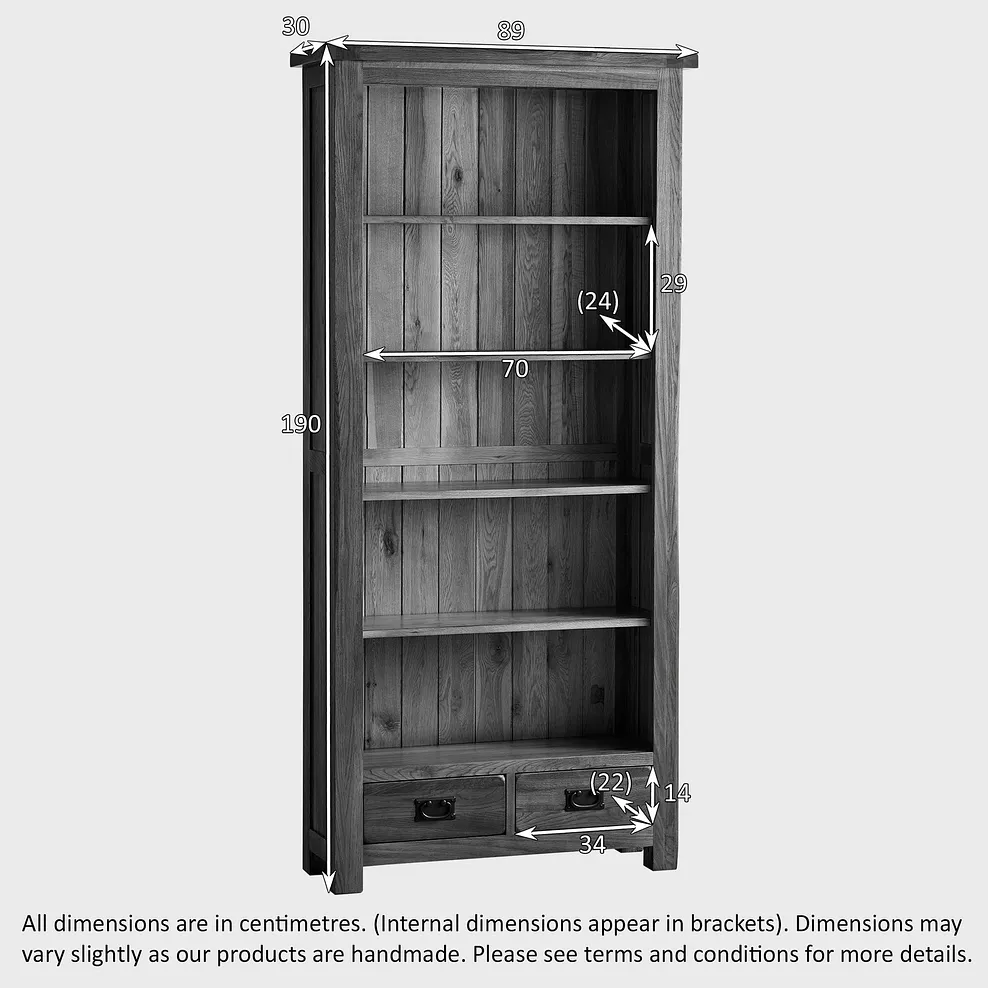 Rustic Country Solid Oak Large Bookcase - Image 5
