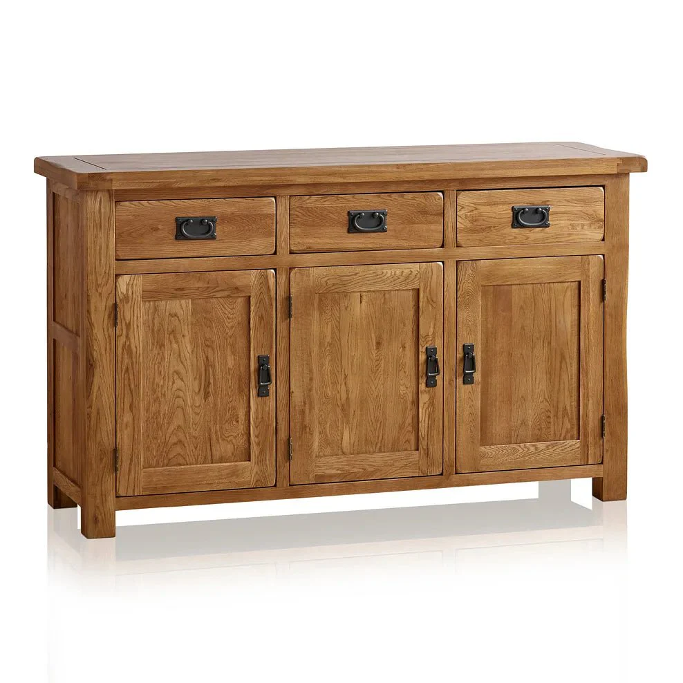 Rustic Country Solid Oak Large Sideboard with Hutch Dresser - Image 4