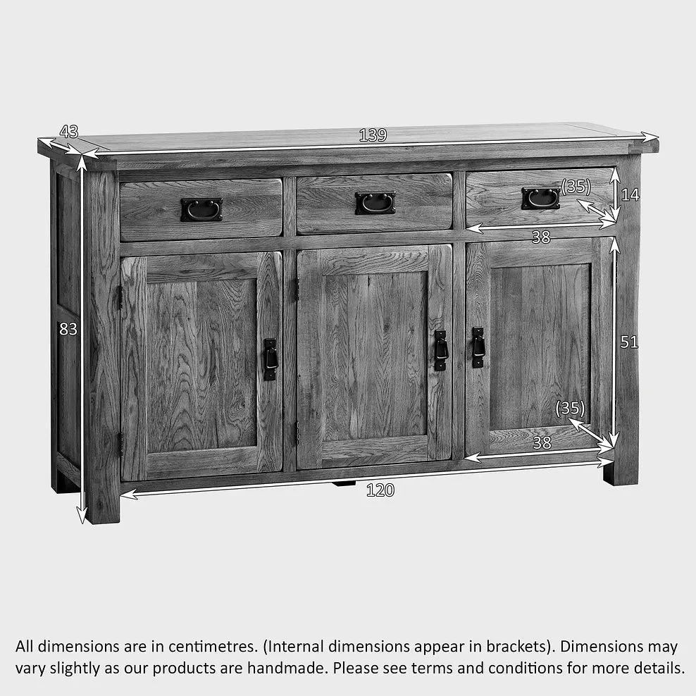 Rustic Country Solid Oak Large Sideboard with Hutch Dresser - Image 8