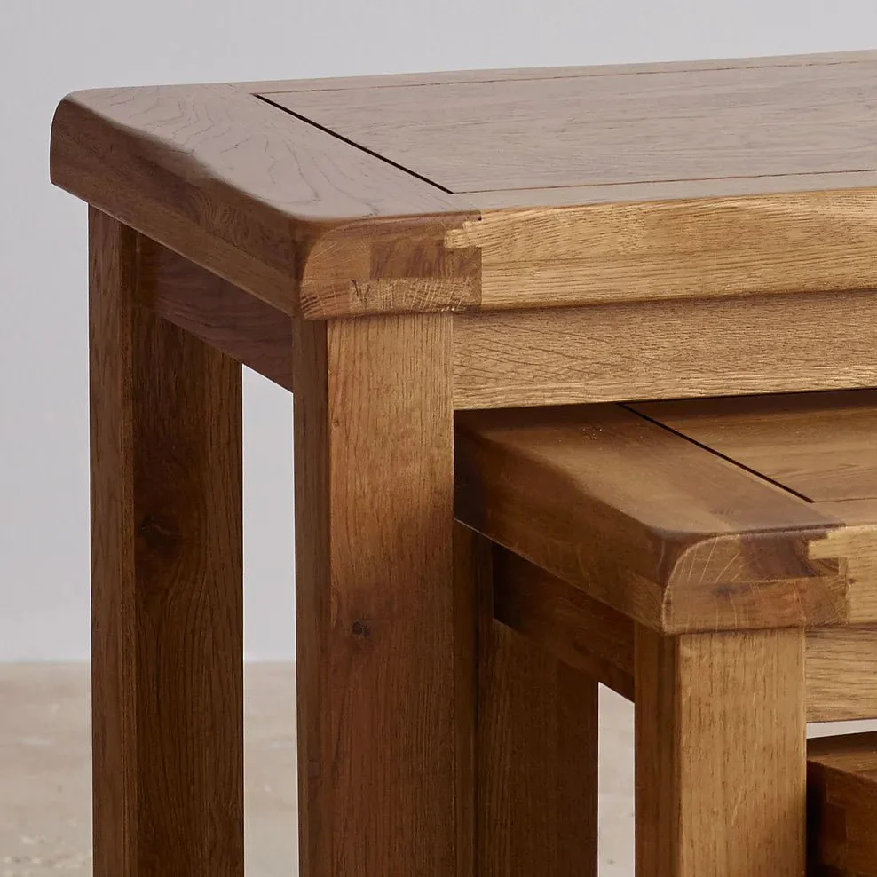 Rustic Country Solid Oak Nest of Tables - Image 4