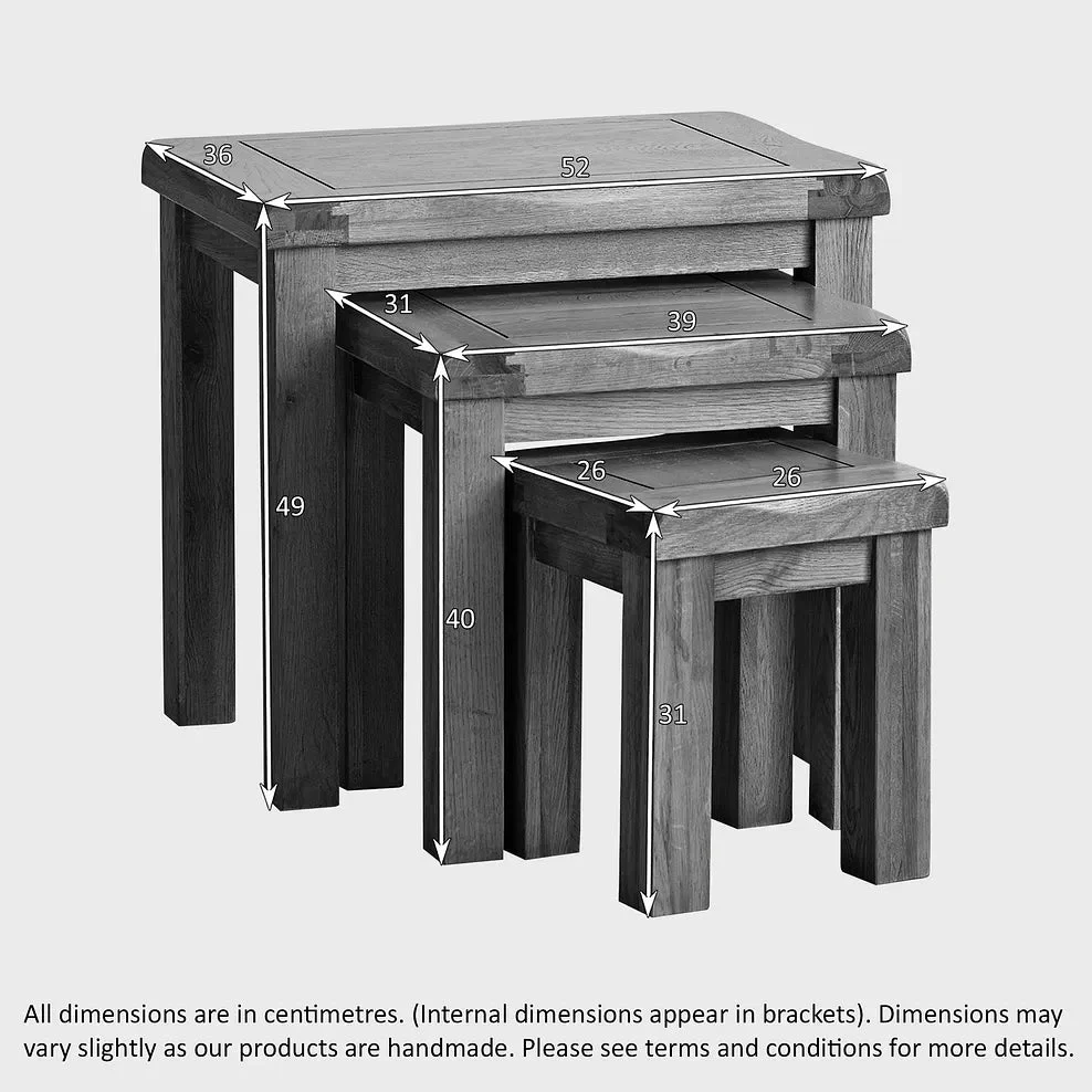 Rustic Country Solid Oak Nest of Tables - Image 5