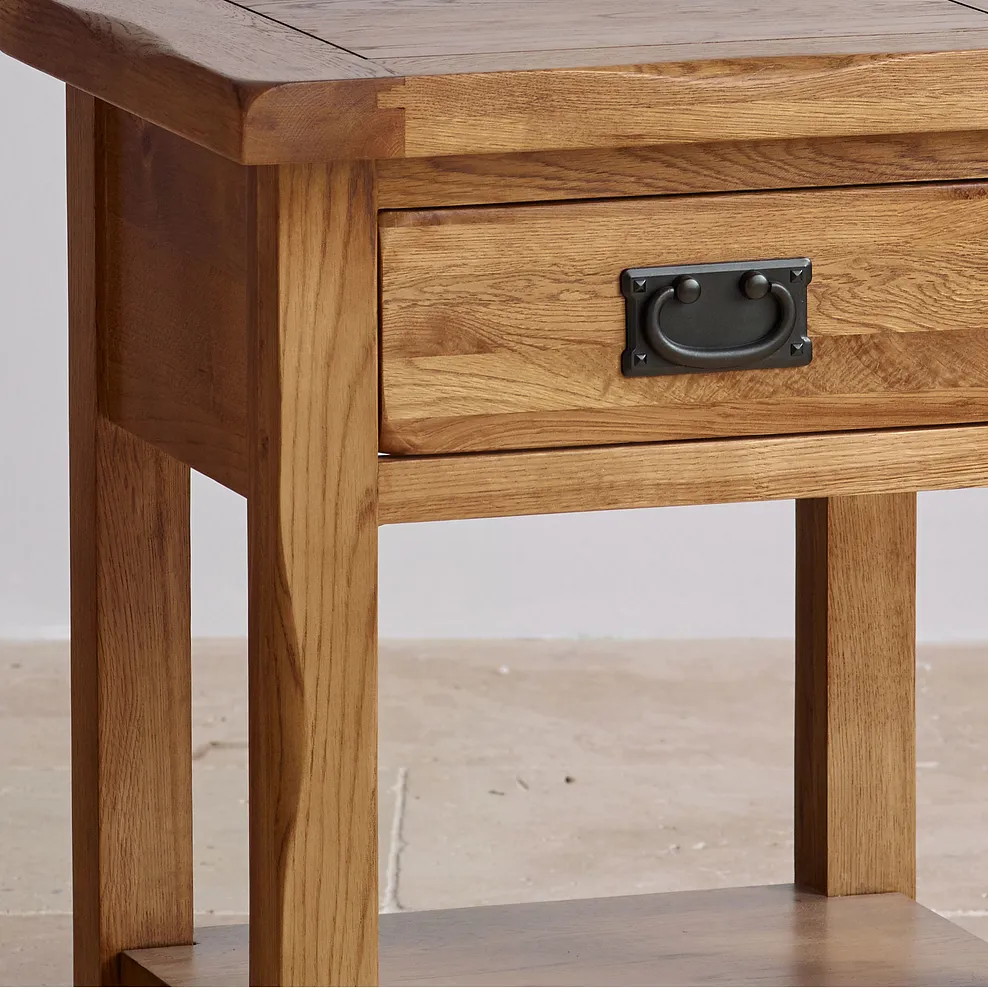 Rustic Country Solid Oak Side Table - Image 4