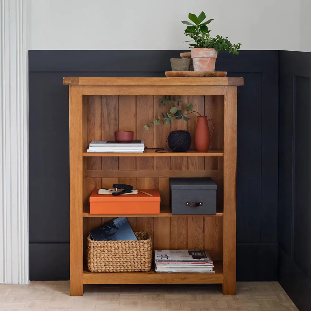 Rustic Country Solid Oak Small Bookcase