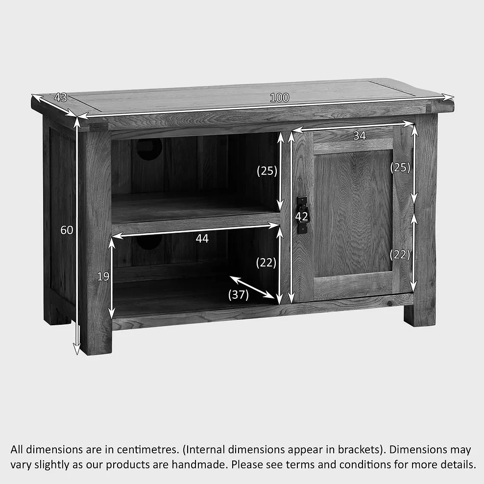 Rustic Country Solid Oak Small TV Cabinet - Image 4