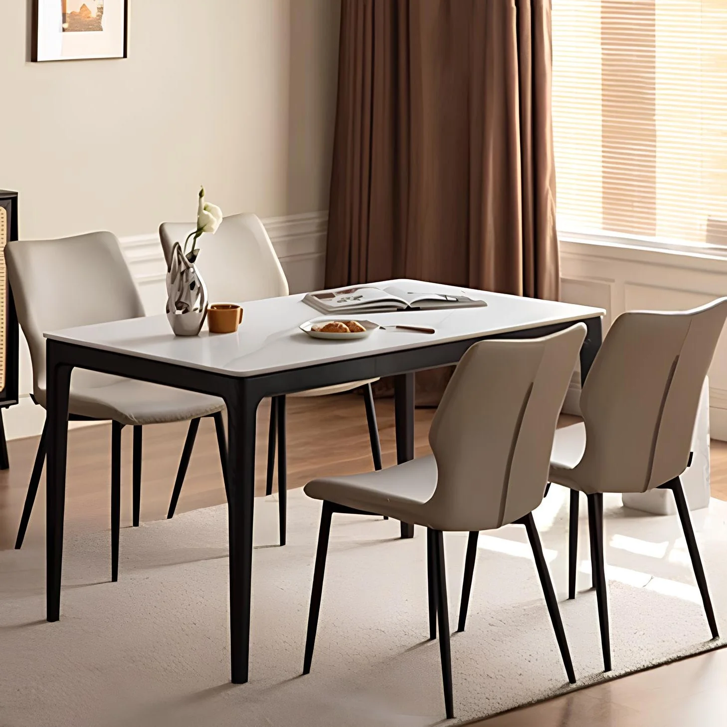 Seattle Charcoal Solid Oak Dining Table With Ceramic Top - Image 2
