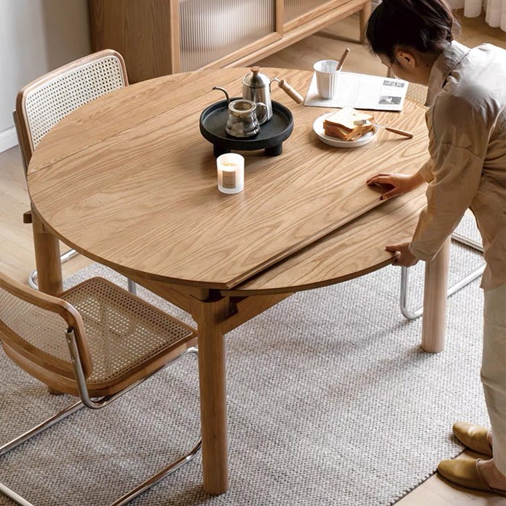 Seattle Natural Solid Ash Round Extendable Dining Table - Image 2