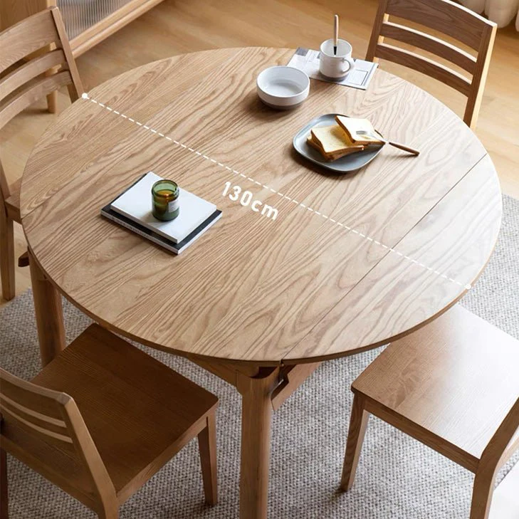 Seattle Natural Solid Ash Round Extendable Dining Table - Image 4