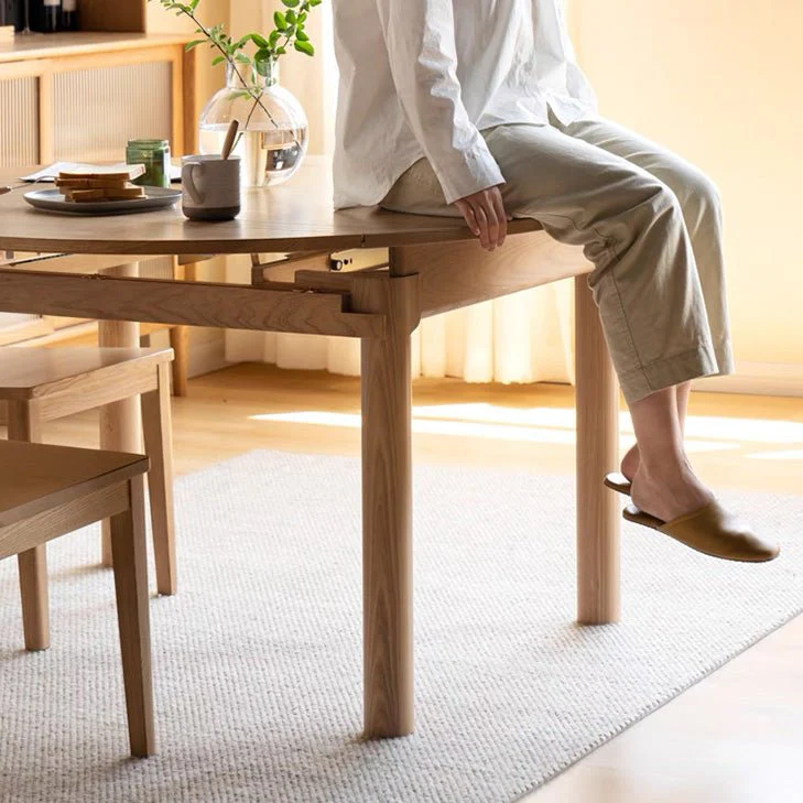 Seattle Natural Solid Ash Round Extendable Dining Table - Image 6