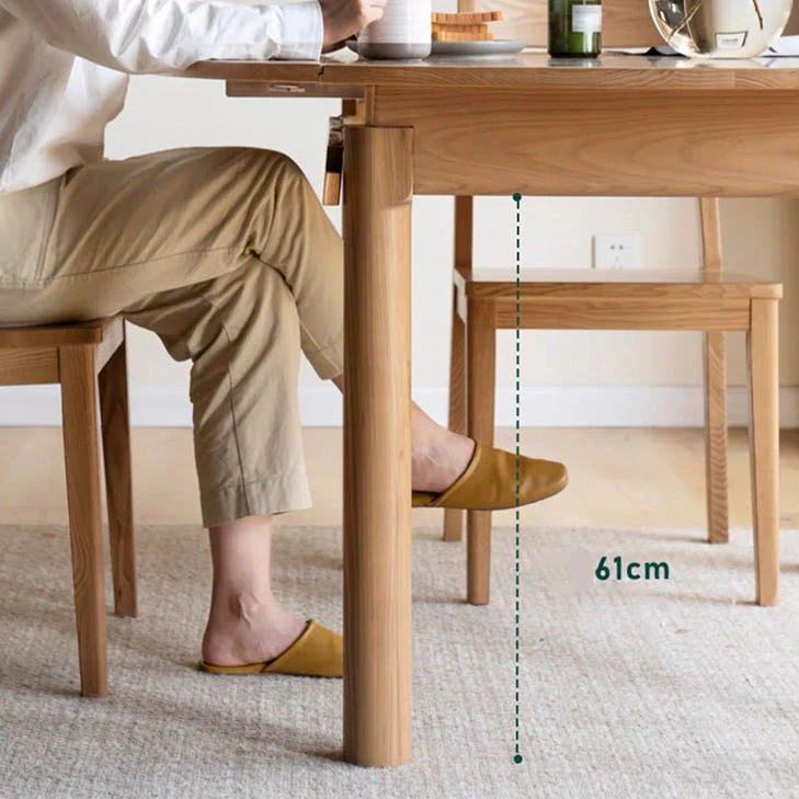 Seattle Natural Solid Ash Round Extendable Dining Table - Image 7