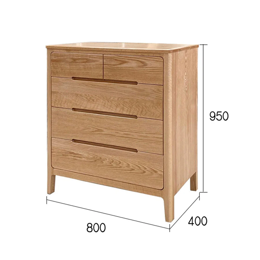 Seattle Natural Solid Oak 2+3 Chest of Drawers - Image 8