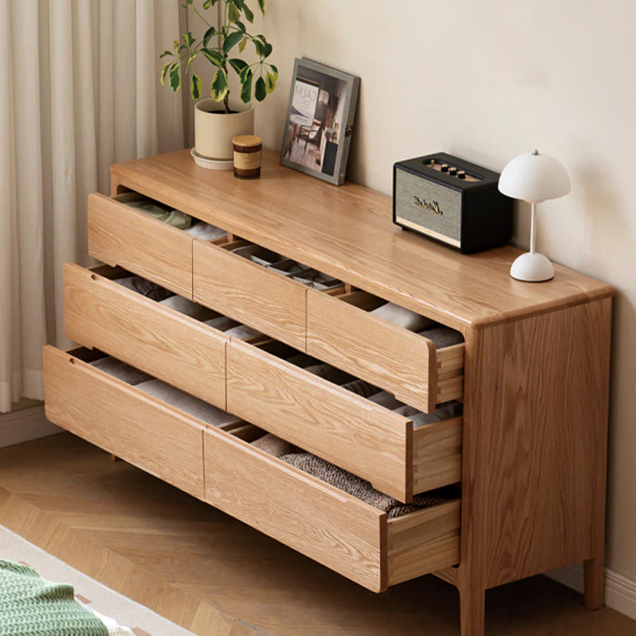 Seattle Natural Solid Oak 3+4 Chest of Drawers - Image 3