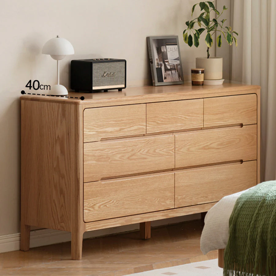 Seattle Natural Solid Oak 3+4 Chest of Drawers - Image 4