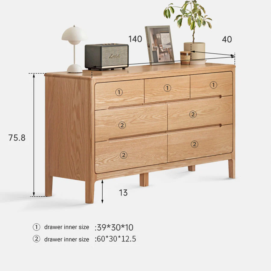 Seattle Natural Solid Oak 3+4 Chest of Drawers - Image 5