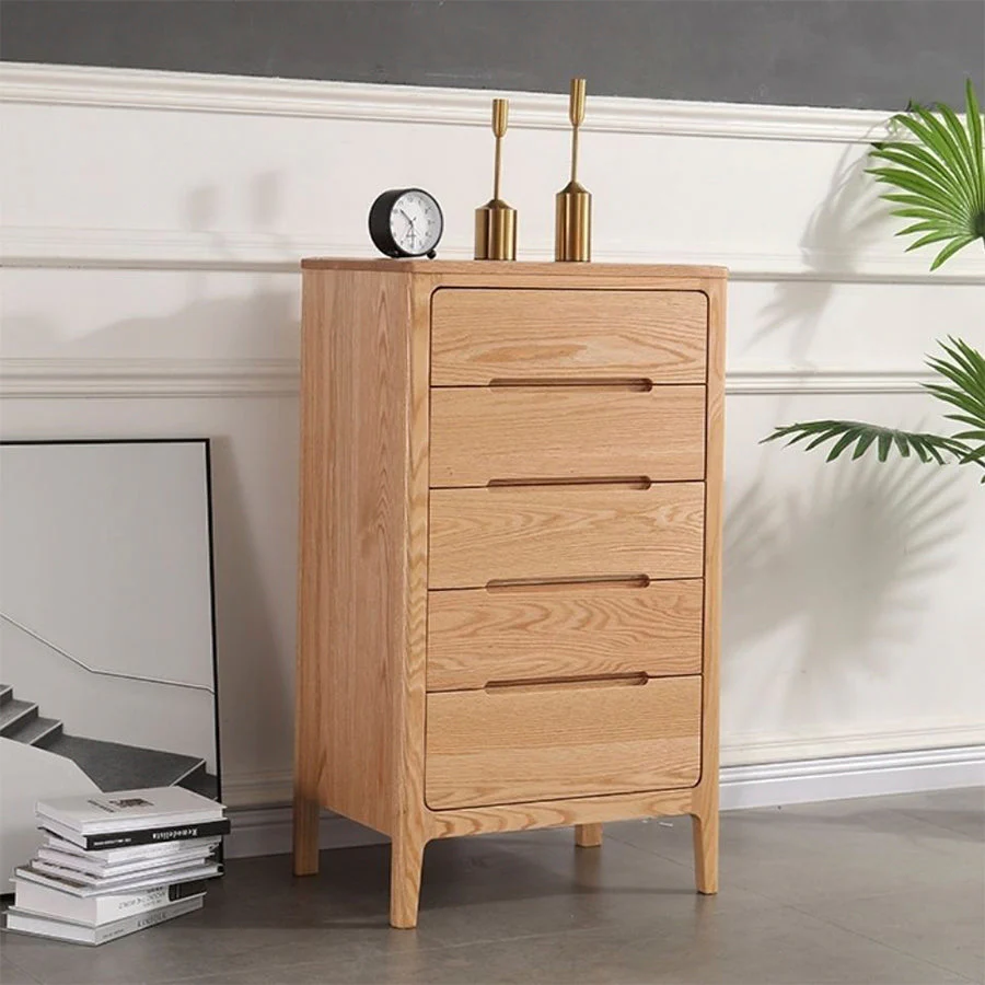 Seattle Natural Solid Oak 5 Drawers Tall Boy - Image 3