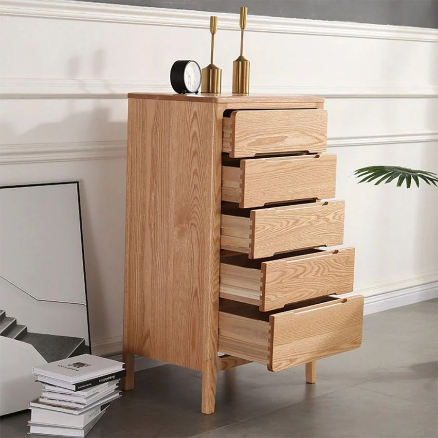 Seattle Natural Solid Oak 5 Drawers Tall Boy - Image 6