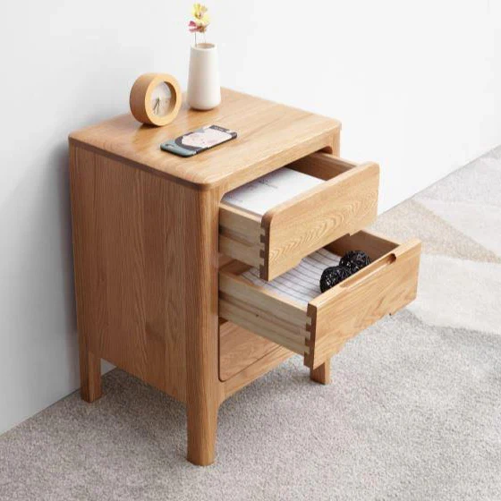 Seattle Natural Solid Oak Bedside Table - Image 3