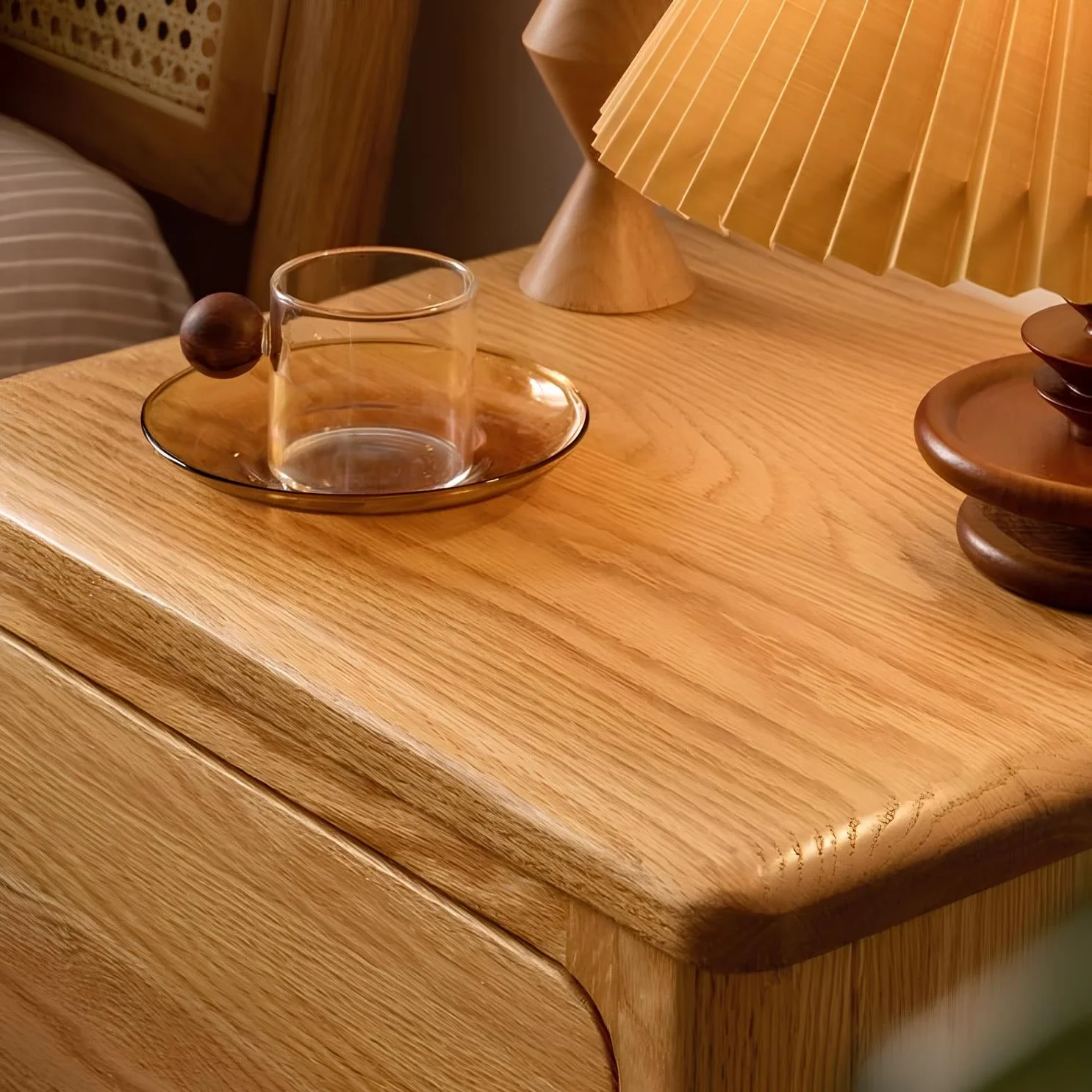 Seattle Natural Solid Oak Bedside Table Design 2 - Image 4