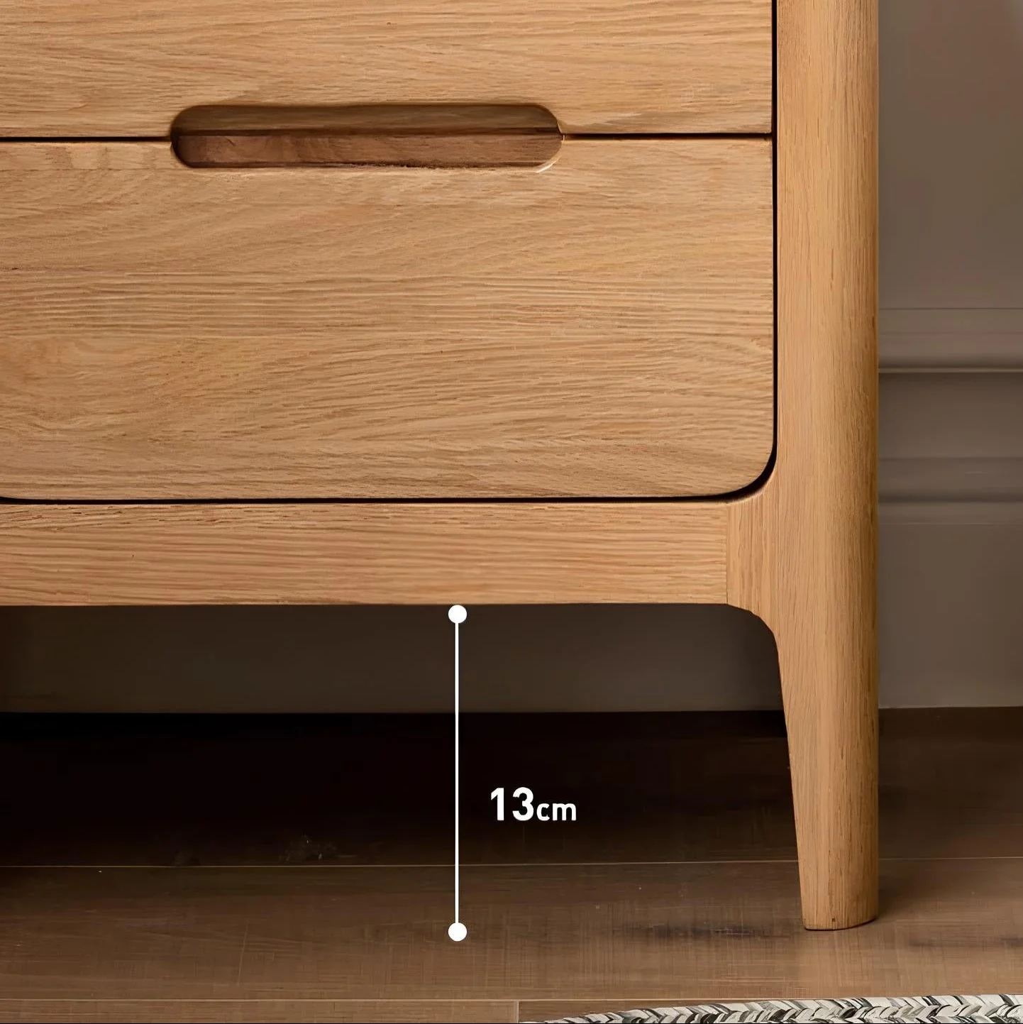 Seattle Natural Solid Oak Bedside Table Design 2 - Image 5