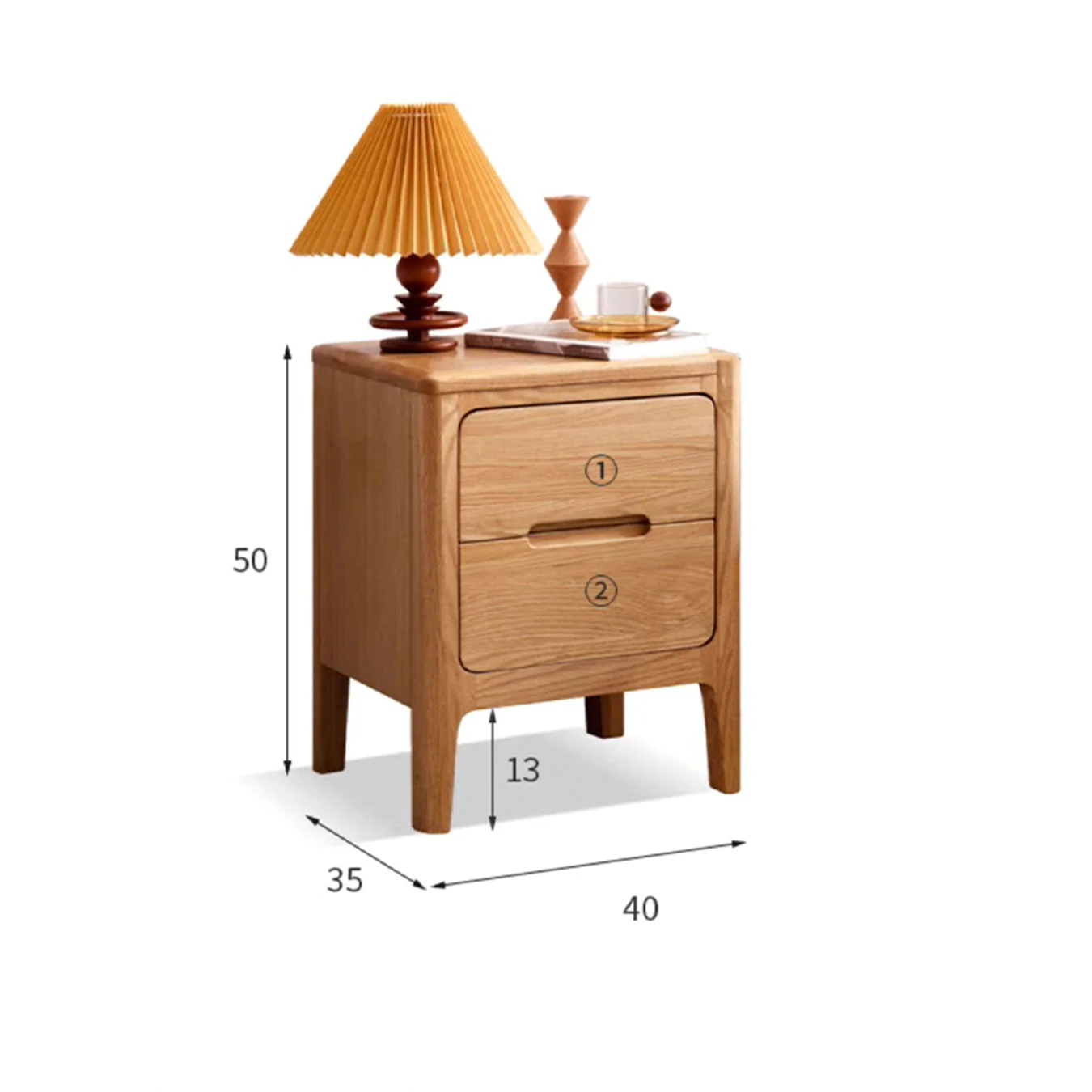 Seattle Natural Solid Oak Bedside Table Design 2 - Image 6