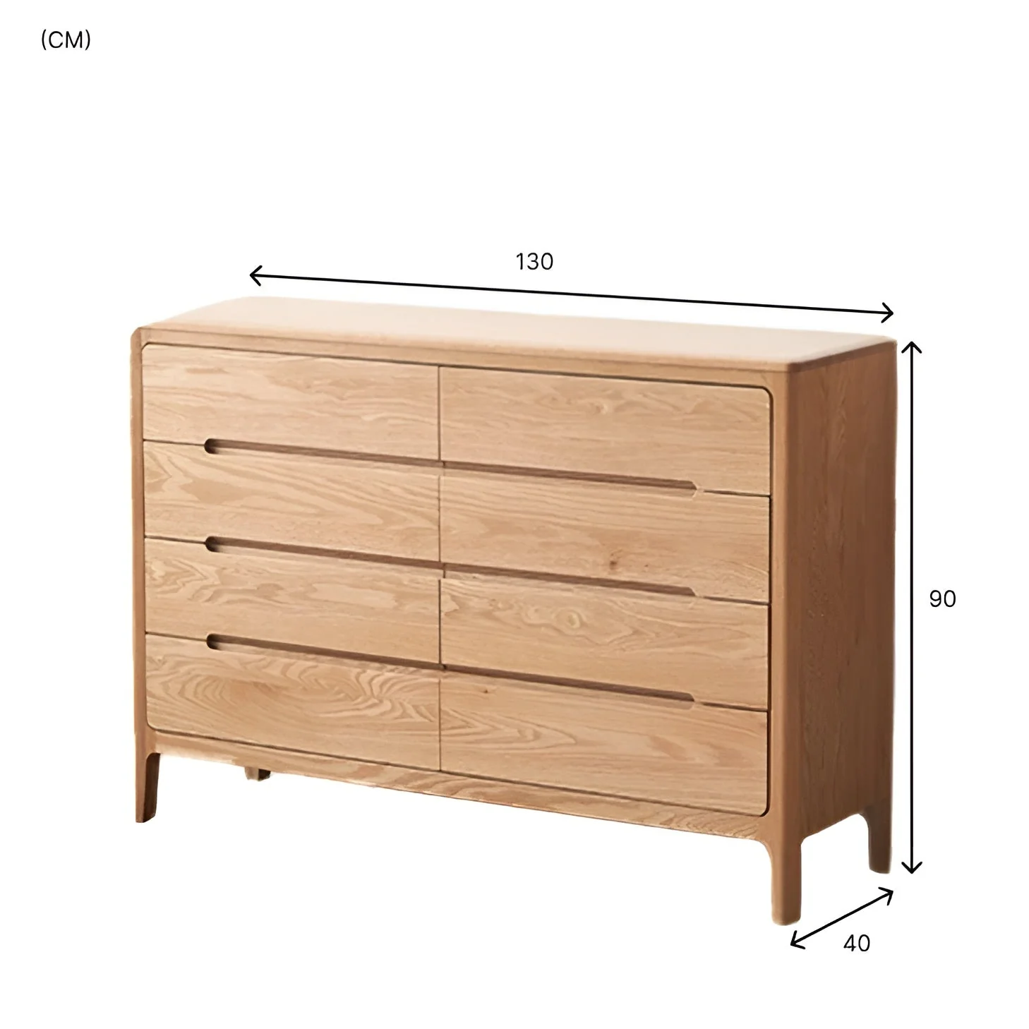 Seattle Natural Solid Oak Chest of 8 Drawers - Image 11