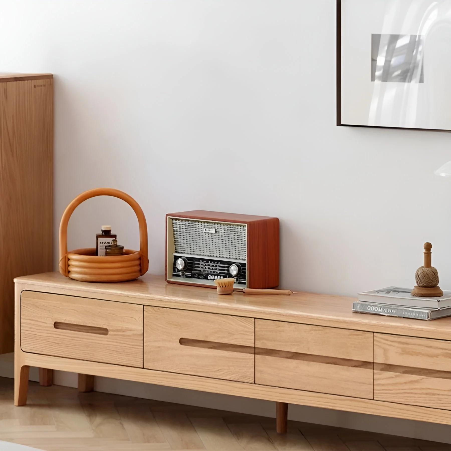 Seattle Natural Solid Oak Entertainment Unit Design Three - Image 4