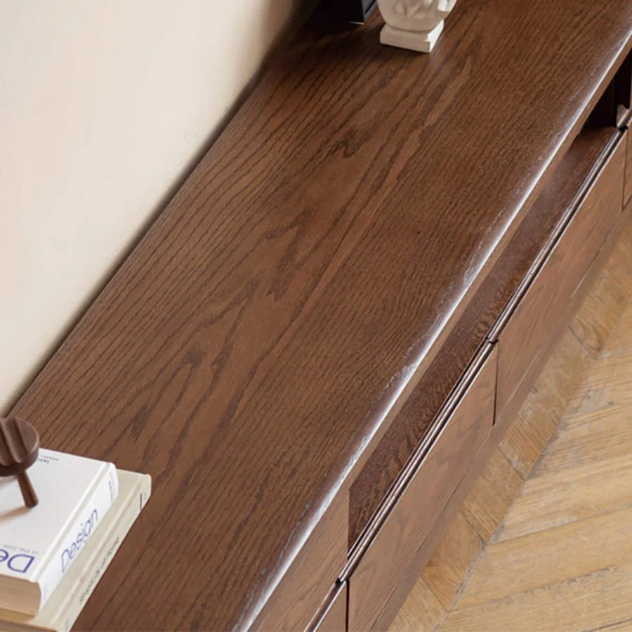 Seattle Natural Solid Oak Entertainment Unit in Walnut Colour - Image 3