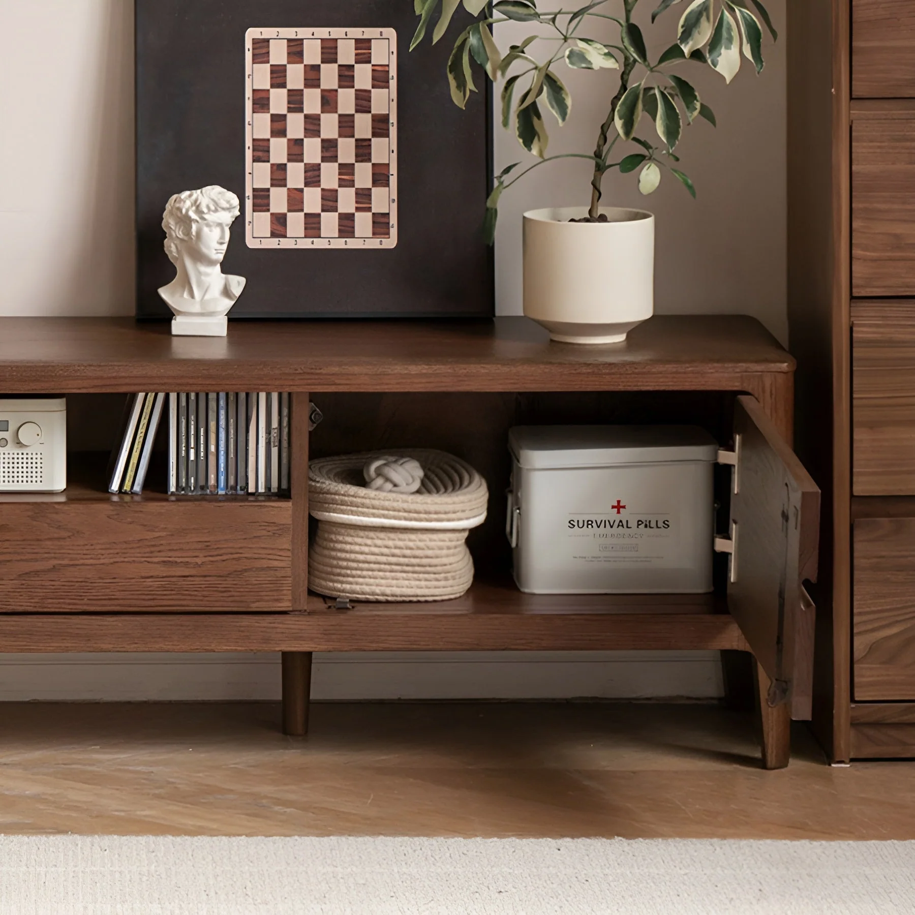 Seattle Natural Solid Oak Entertainment Unit in Walnut Colour - Image 4
