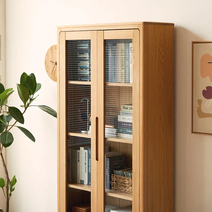 Seattle Natural Solid Oak Large Display Bookcase Cabinet - Image 3