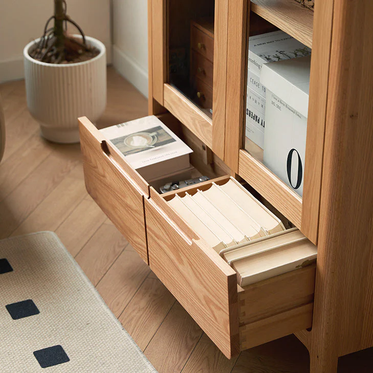 Seattle Natural Solid Oak Large Display Bookcase Cabinet - Image 5