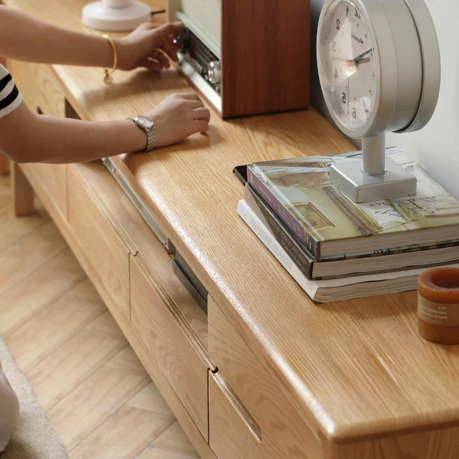 Seattle Natural Solid Oak Entertainment Unit - Image 7