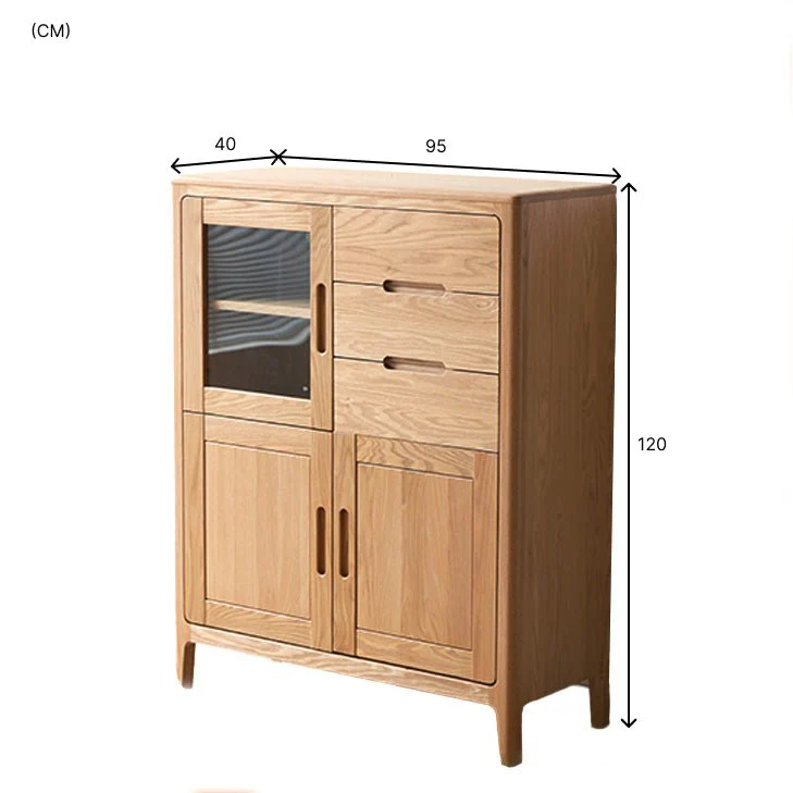 Seattle Natural Solid Oak Tall Sideboard - Image 11