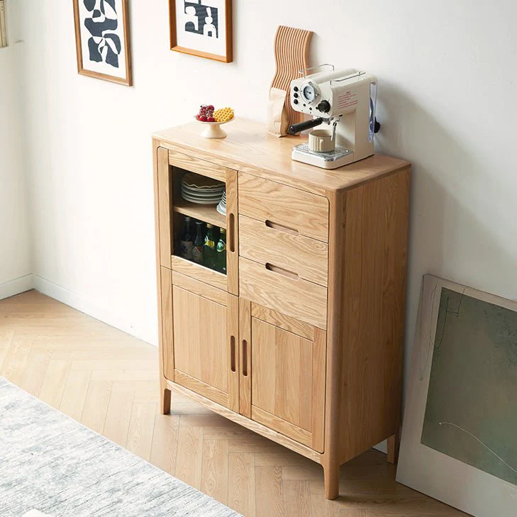 Seattle Natural Solid Oak Tall Sideboard - Image 4