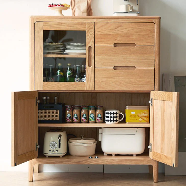 Seattle Natural Solid Oak Tall Sideboard - Image 6