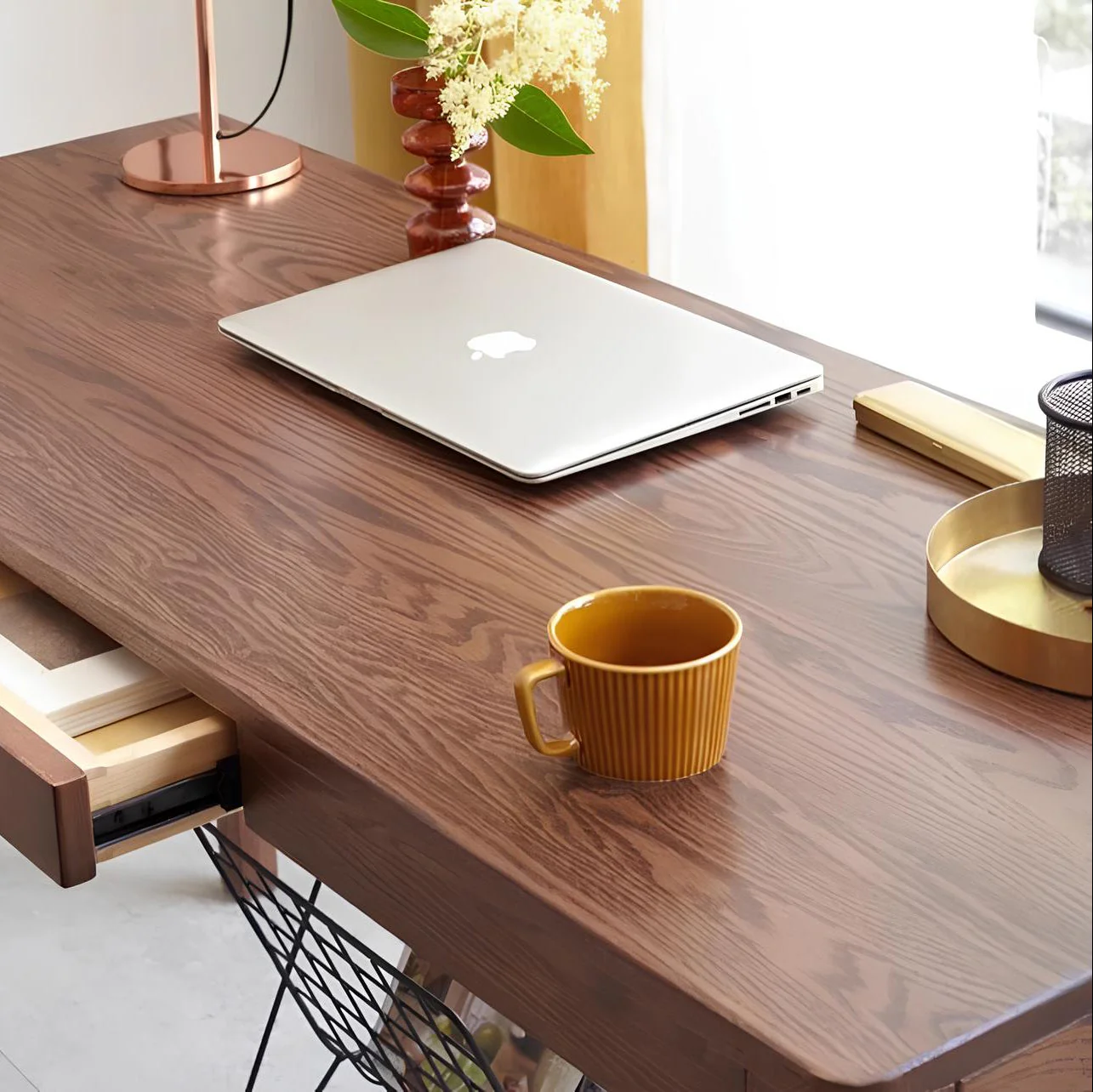 Seattle Natural Solid Oak Writing Desk - Image 12