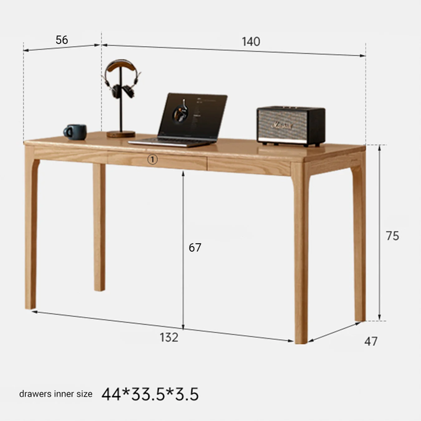 Seattle Natural Solid Oak Writing Desk - Image 14