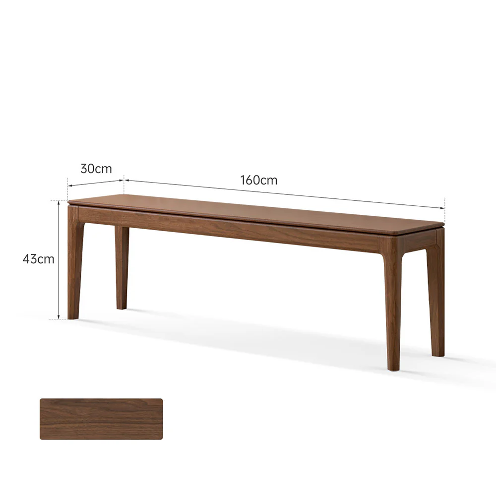 Seattle Natural Solid Walnut Dining Bench - Image 11