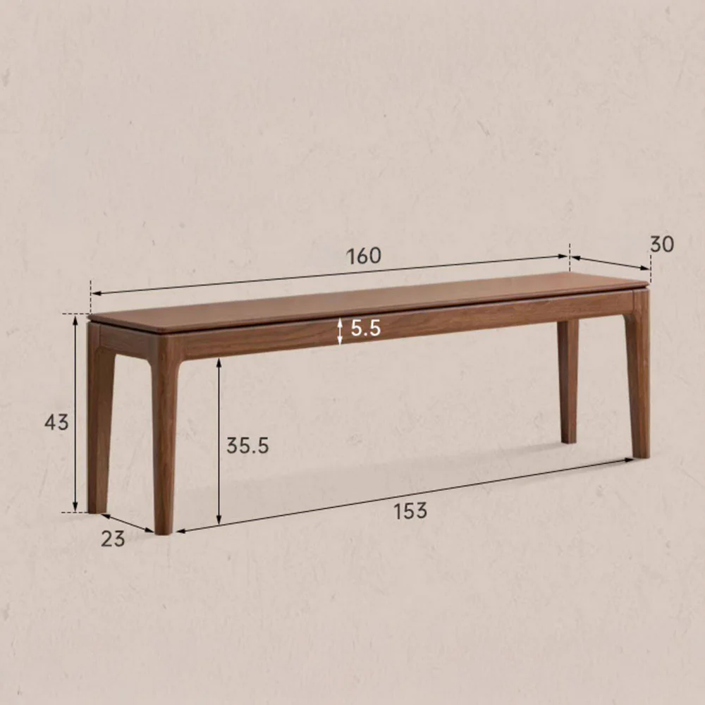 Seattle Natural Solid Walnut Dining Bench - Image 12