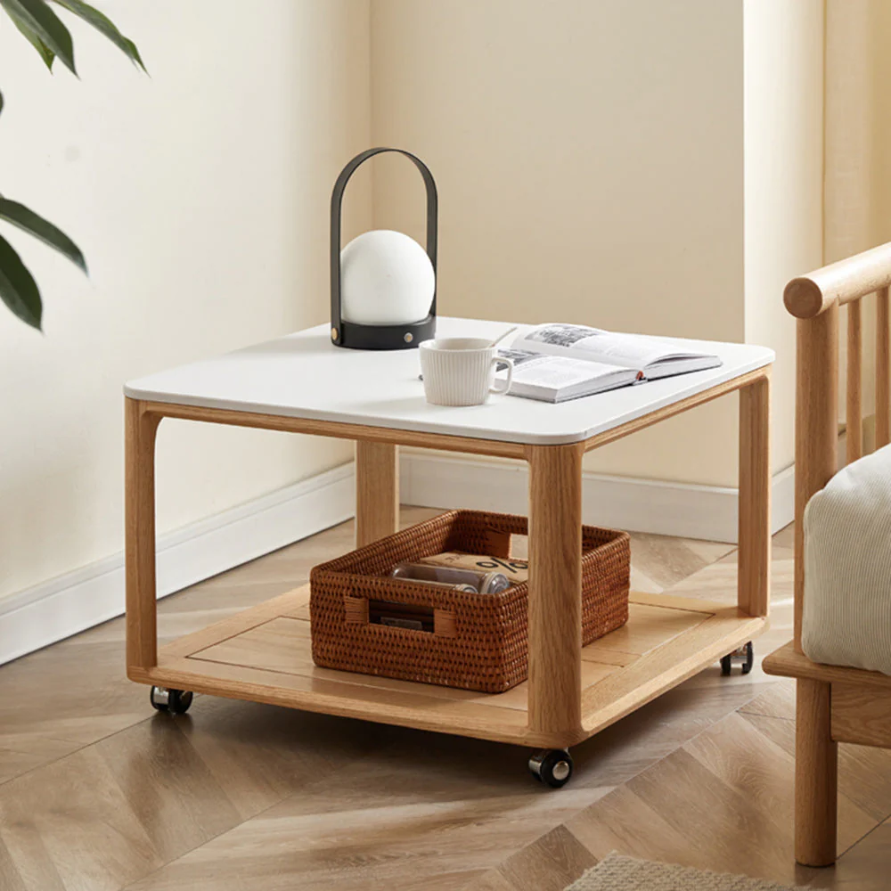 Serrada Natural Solid Oak Movable Coffee Table - Image 4