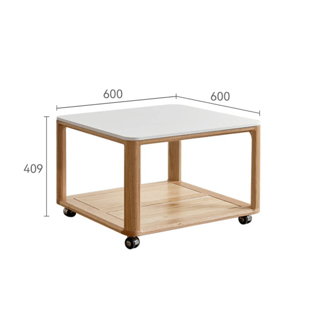 Serrada Natural Solid Oak Movable Coffee Table - Image 6