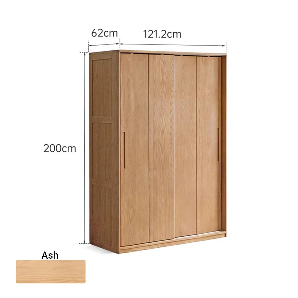 Siena Solid Ash Sliding Door Large Wardrobe - Image 7