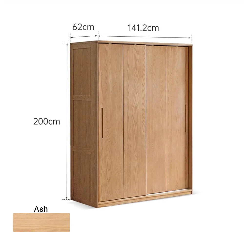 Siena Solid Ash Sliding Door Large Wardrobe - Image 8