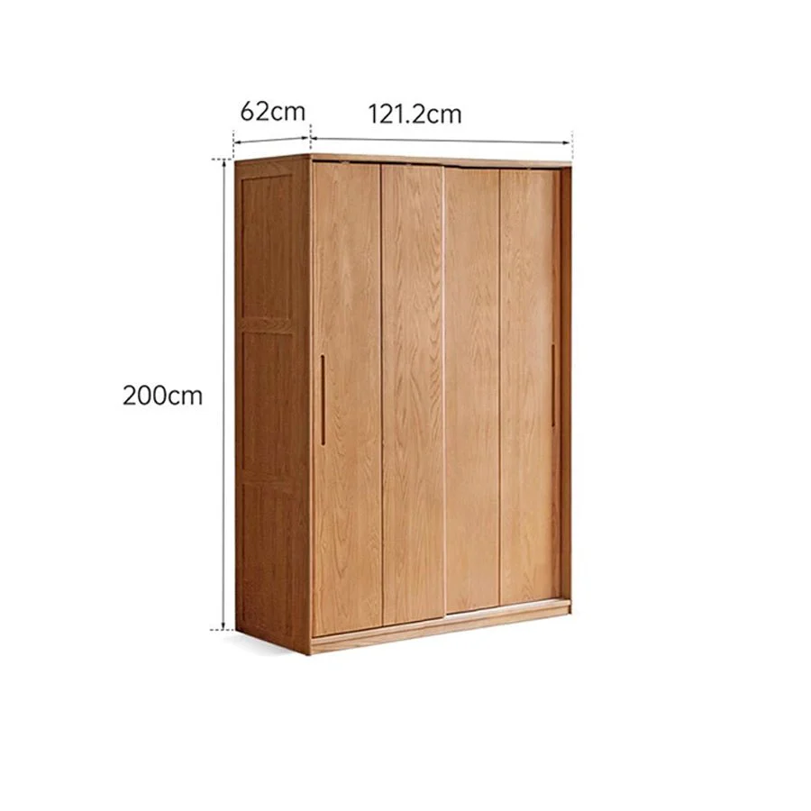 Siena Solid Oak Sliding Door Large Wardrobe - Image 3