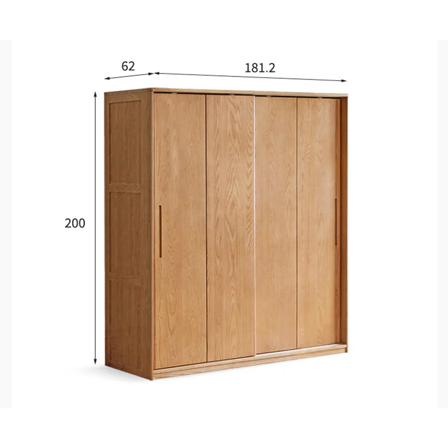Siena Solid Oak Sliding Door Large Wardrobe - Image 6