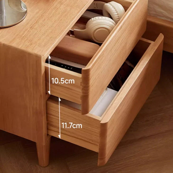 Skara Natural Solid Rubber Wood Bedside Table - Image 11